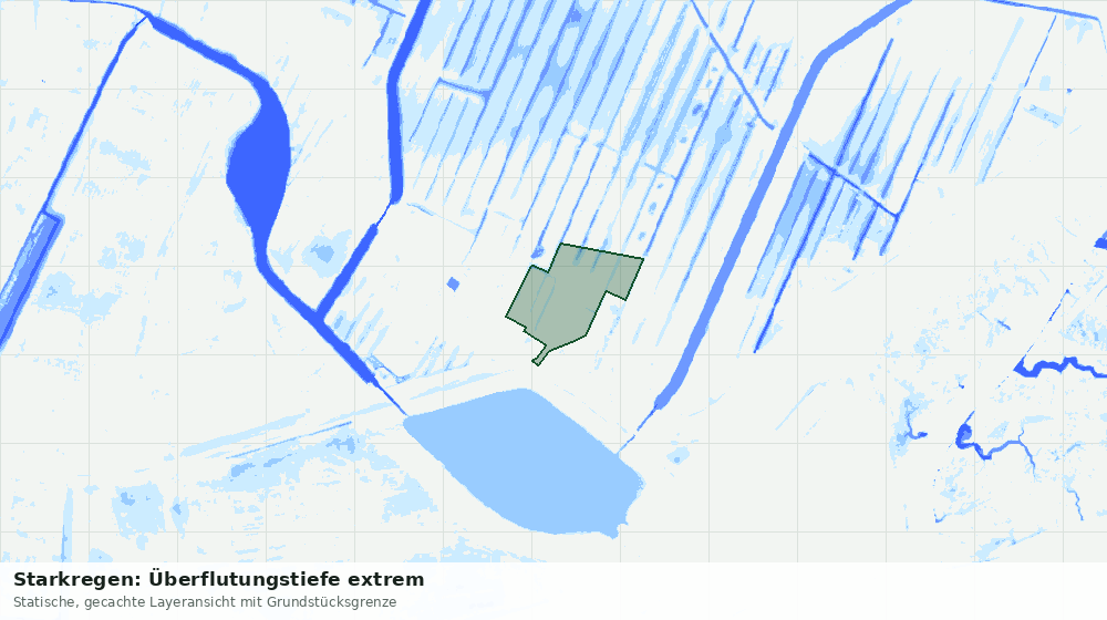 Statische Kartenansicht: Starkregen: Überflutungstiefe extrem