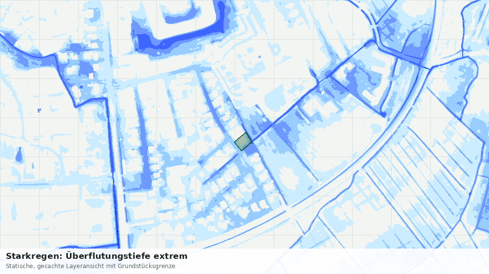 Statische Kartenansicht: Starkregen: Überflutungstiefe extrem