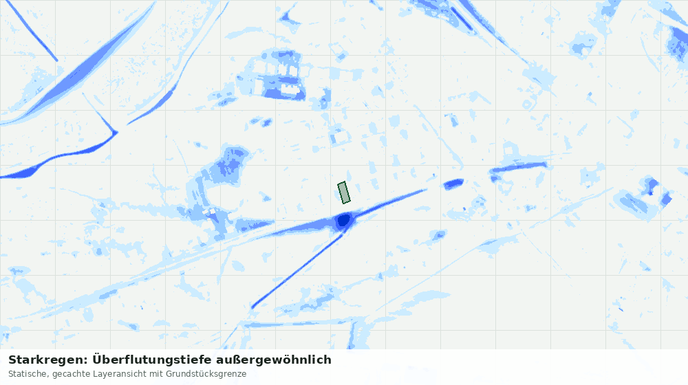 Statische Kartenansicht: Starkregen: Überflutungstiefe außergewöhnlich