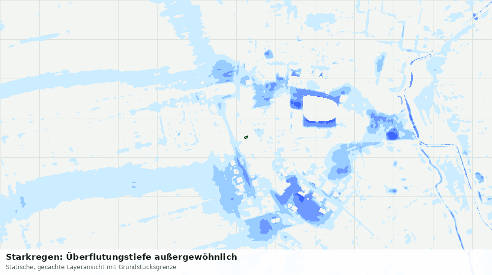 Statische Kartenansicht: Starkregen: Überflutungstiefe außergewöhnlich