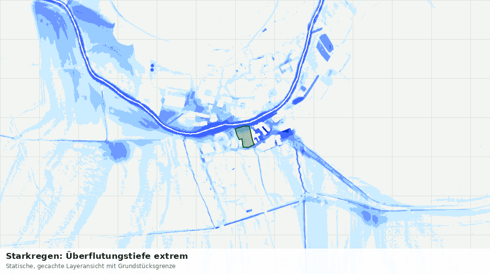 Statische Kartenansicht: Starkregen: Überflutungstiefe extrem
