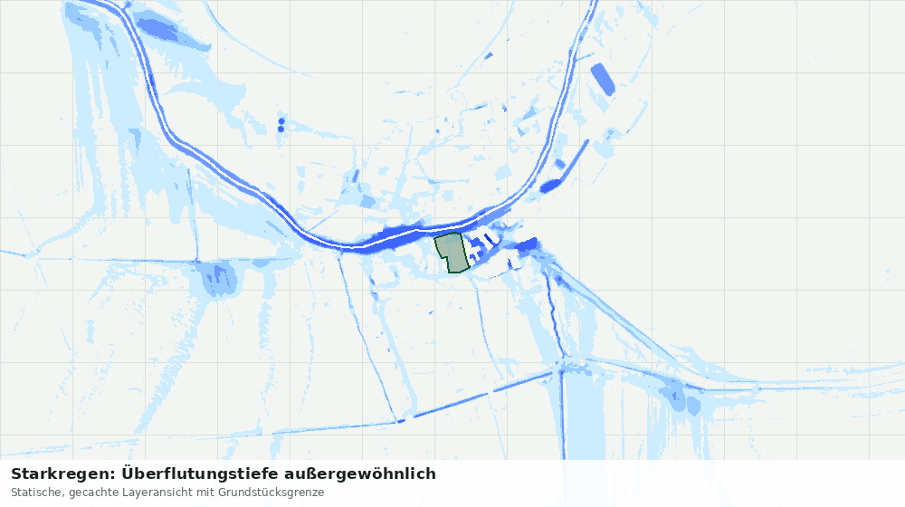 Statische Kartenansicht: Starkregen: Überflutungstiefe außergewöhnlich