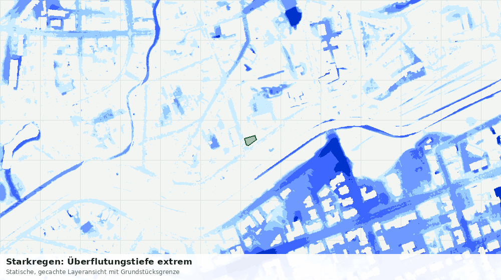 Statische Kartenansicht: Starkregen: Überflutungstiefe extrem
