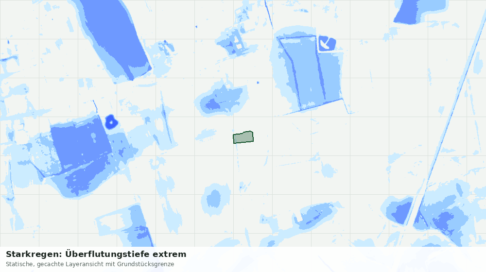 Statische Kartenansicht: Starkregen: Überflutungstiefe extrem