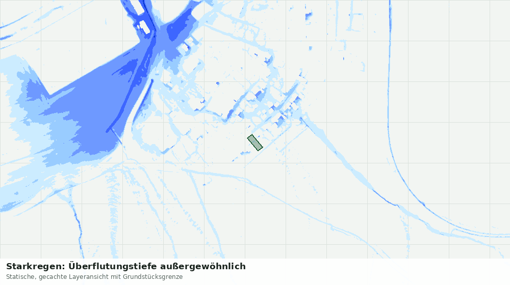Statische Kartenansicht: Starkregen: Überflutungstiefe außergewöhnlich