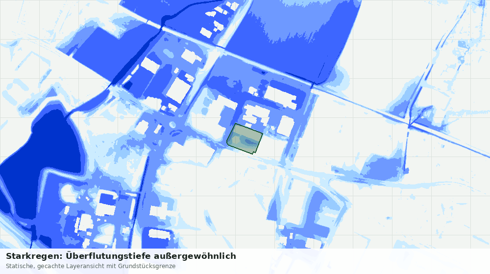 Statische Kartenansicht: Starkregen: Überflutungstiefe außergewöhnlich