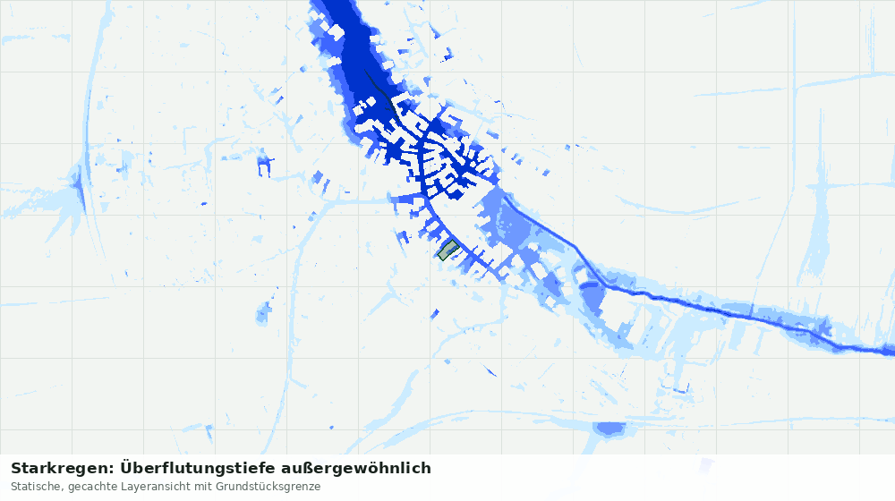 Statische Kartenansicht: Starkregen: Überflutungstiefe außergewöhnlich