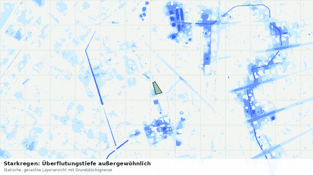 Statische Kartenansicht: Starkregen: Überflutungstiefe außergewöhnlich
