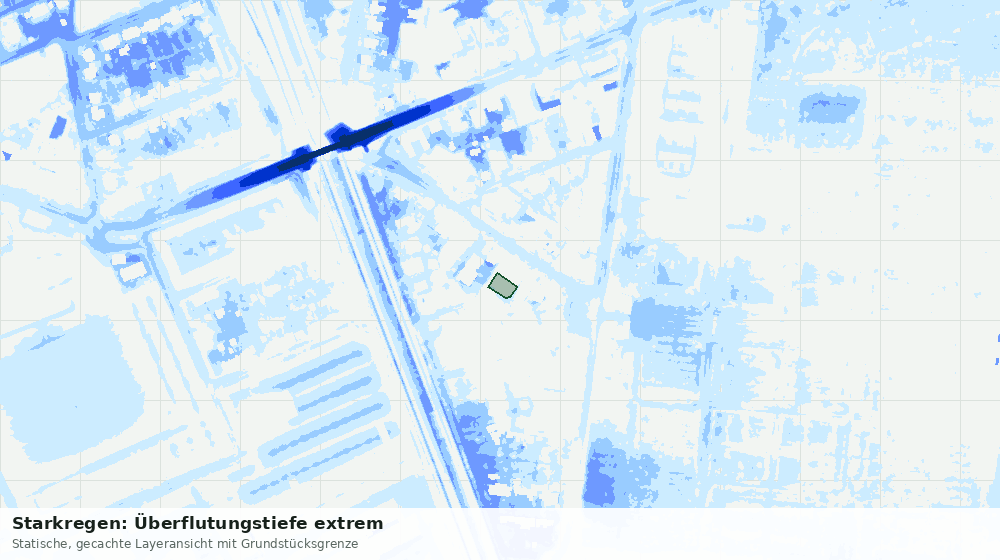 Statische Kartenansicht: Starkregen: Überflutungstiefe extrem