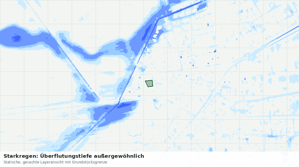 Statische Kartenansicht: Starkregen: Überflutungstiefe außergewöhnlich