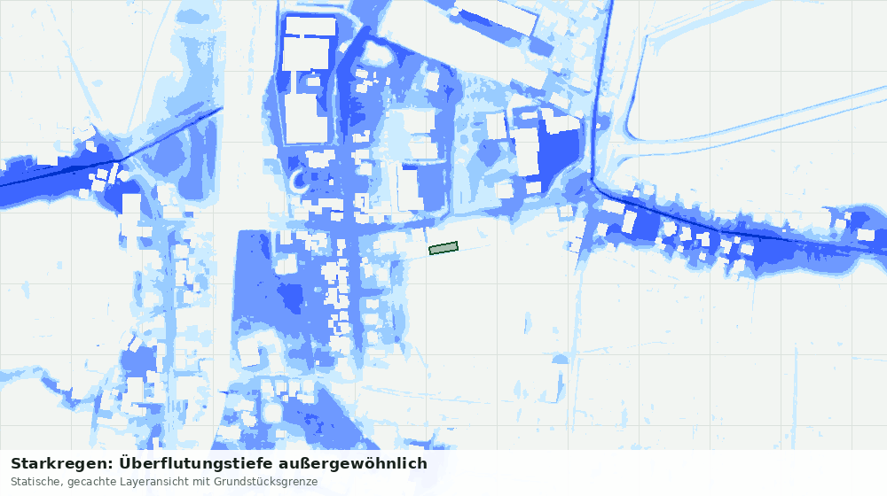 Statische Kartenansicht: Starkregen: Überflutungstiefe außergewöhnlich