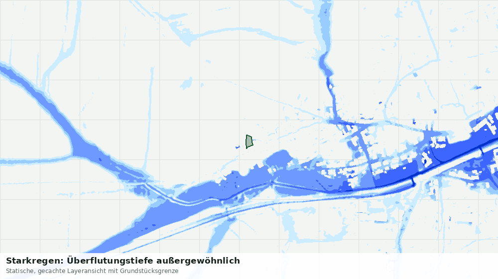 Statische Kartenansicht: Starkregen: Überflutungstiefe außergewöhnlich