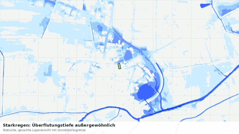 Statische Kartenansicht: Starkregen: Überflutungstiefe außergewöhnlich