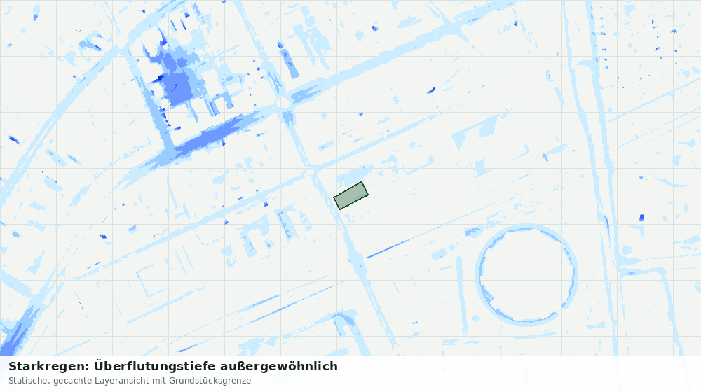 Statische Kartenansicht: Starkregen: Überflutungstiefe außergewöhnlich