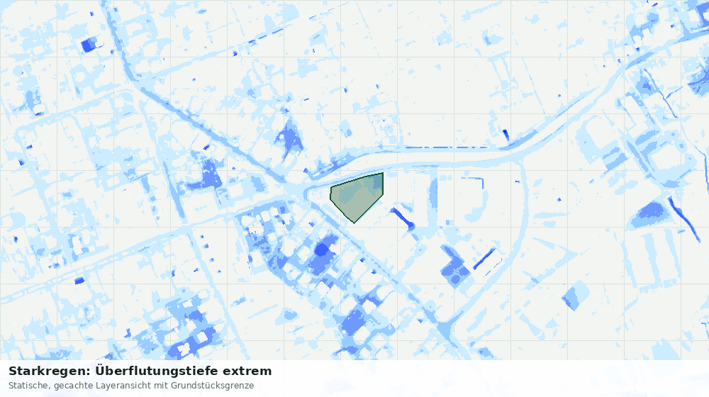 Statische Kartenansicht: Starkregen: Überflutungstiefe extrem