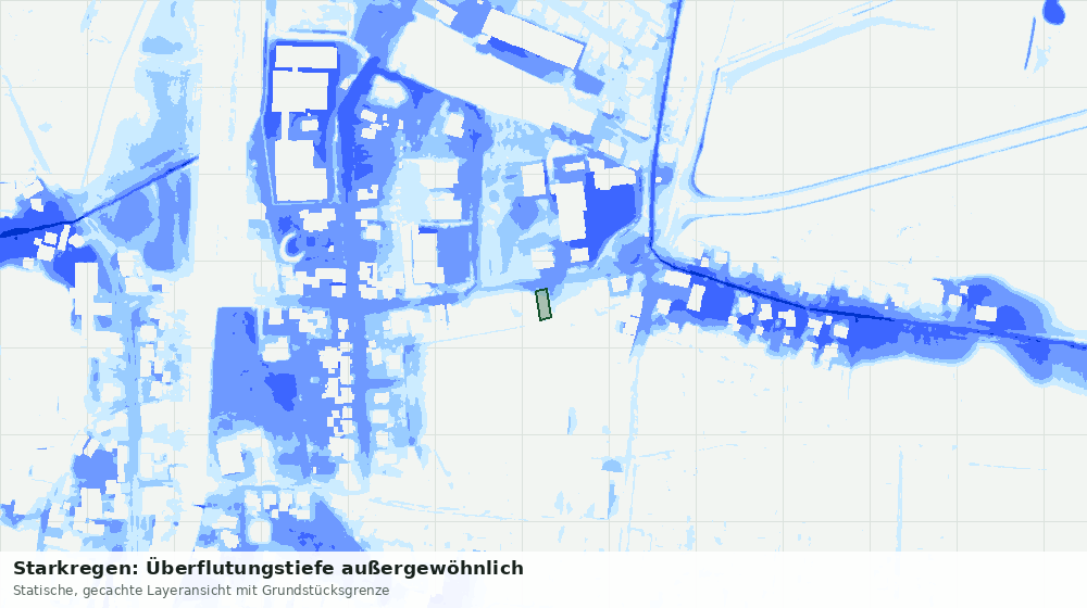 Statische Kartenansicht: Starkregen: Überflutungstiefe außergewöhnlich