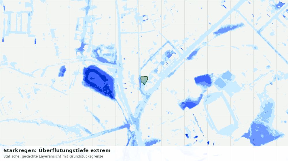Statische Kartenansicht: Starkregen: Überflutungstiefe extrem