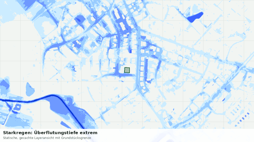 Statische Kartenansicht: Starkregen: Überflutungstiefe extrem