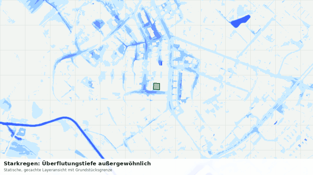 Statische Kartenansicht: Starkregen: Überflutungstiefe außergewöhnlich