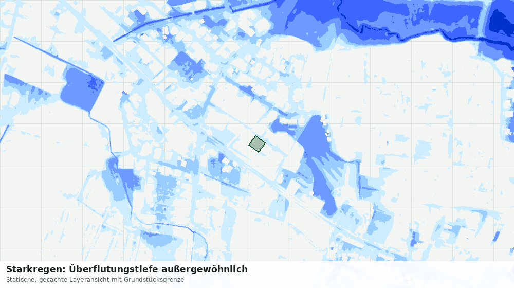 Statische Kartenansicht: Starkregen: Überflutungstiefe außergewöhnlich