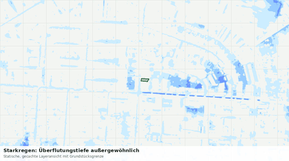 Statische Kartenansicht: Starkregen: Überflutungstiefe außergewöhnlich