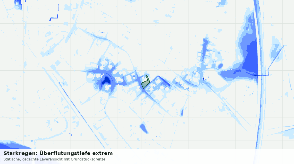 Statische Kartenansicht: Starkregen: Überflutungstiefe extrem
