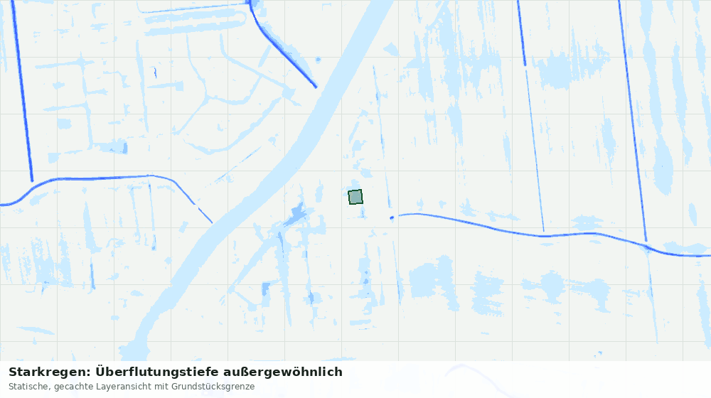 Statische Kartenansicht: Starkregen: Überflutungstiefe außergewöhnlich