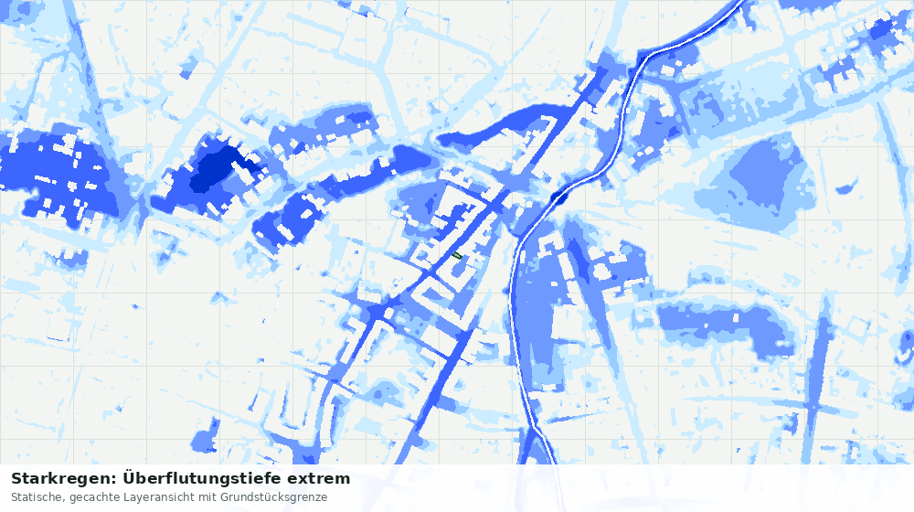 Statische Kartenansicht: Starkregen: Überflutungstiefe extrem