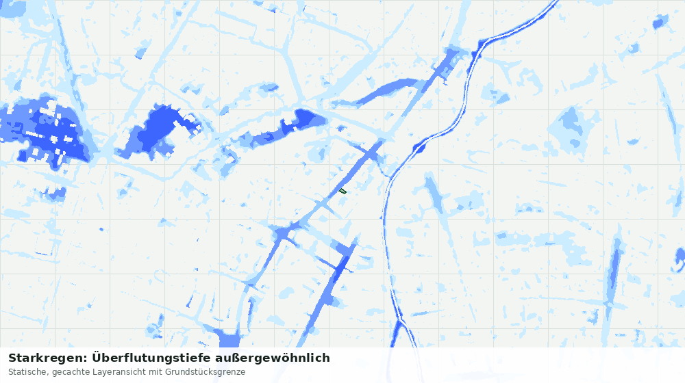 Statische Kartenansicht: Starkregen: Überflutungstiefe außergewöhnlich