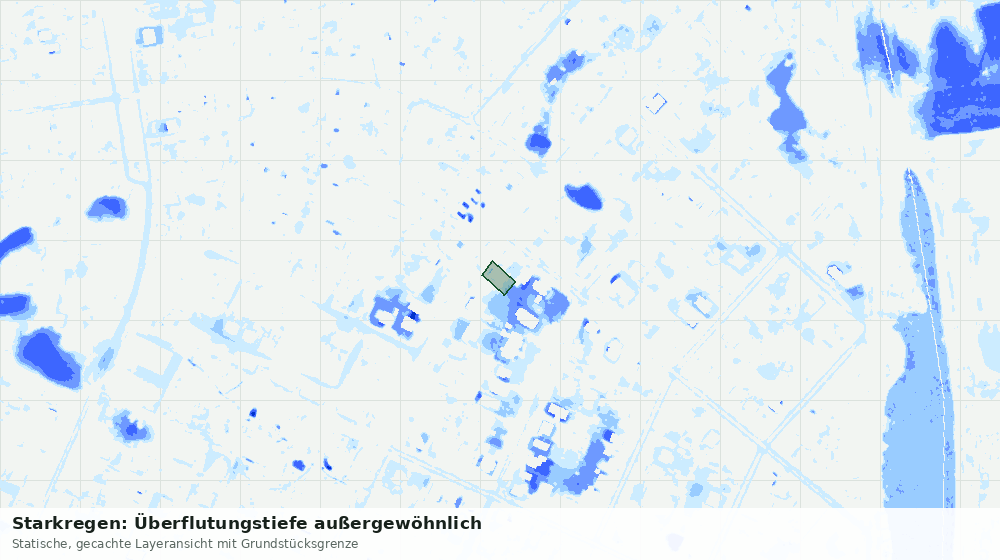 Statische Kartenansicht: Starkregen: Überflutungstiefe außergewöhnlich