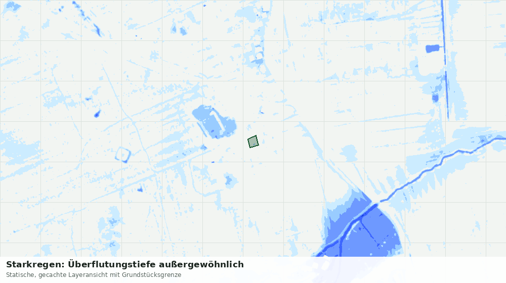Statische Kartenansicht: Starkregen: Überflutungstiefe außergewöhnlich