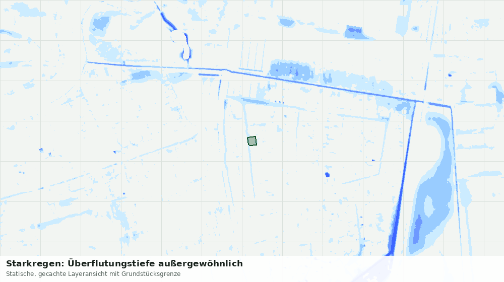 Statische Kartenansicht: Starkregen: Überflutungstiefe außergewöhnlich