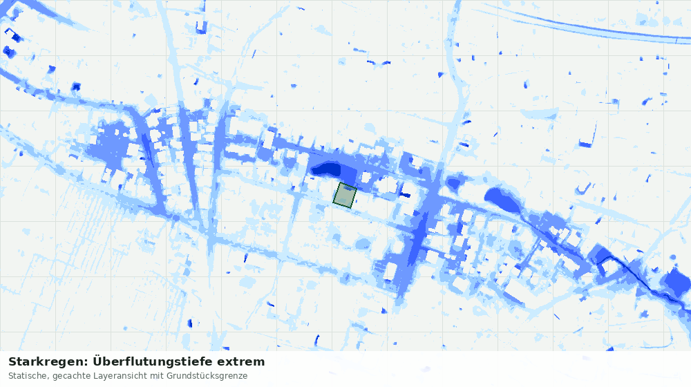 Statische Kartenansicht: Starkregen: Überflutungstiefe extrem