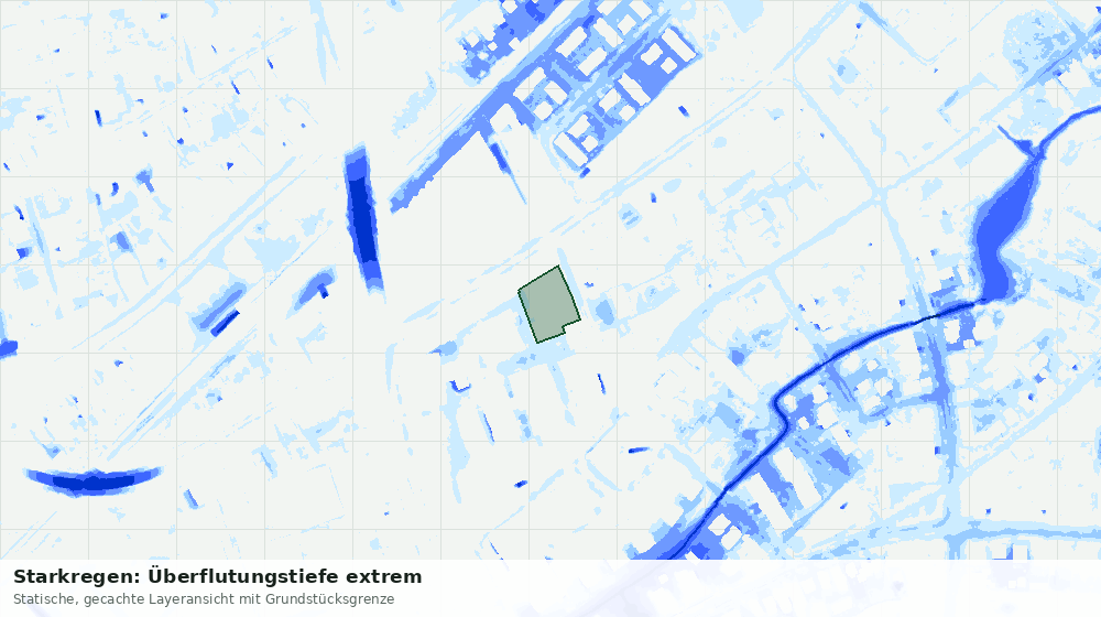 Statische Kartenansicht: Starkregen: Überflutungstiefe extrem