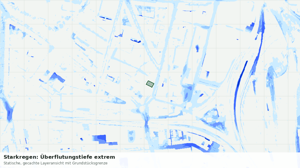 Statische Kartenansicht: Starkregen: Überflutungstiefe extrem