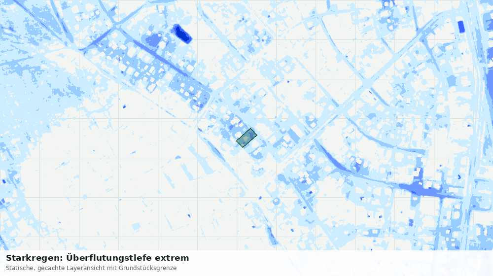 Statische Kartenansicht: Starkregen: Überflutungstiefe extrem