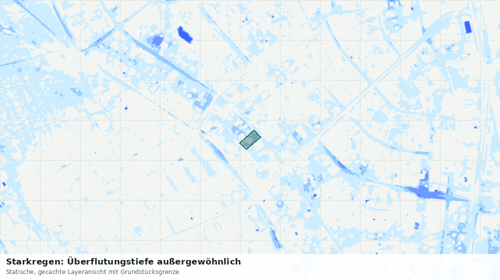 Statische Kartenansicht: Starkregen: Überflutungstiefe außergewöhnlich
