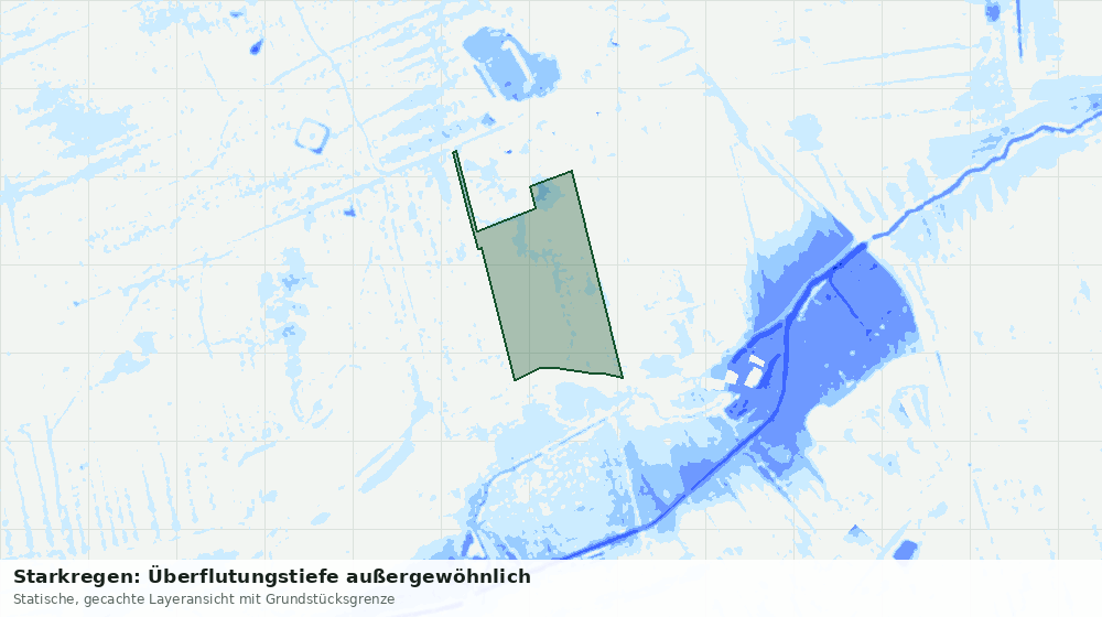 Statische Kartenansicht: Starkregen: Überflutungstiefe außergewöhnlich