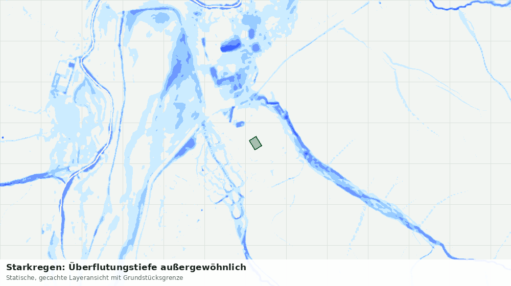 Statische Kartenansicht: Starkregen: Überflutungstiefe außergewöhnlich