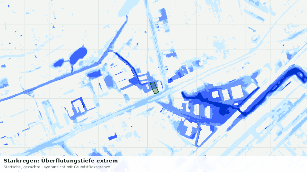 Statische Kartenansicht: Starkregen: Überflutungstiefe extrem