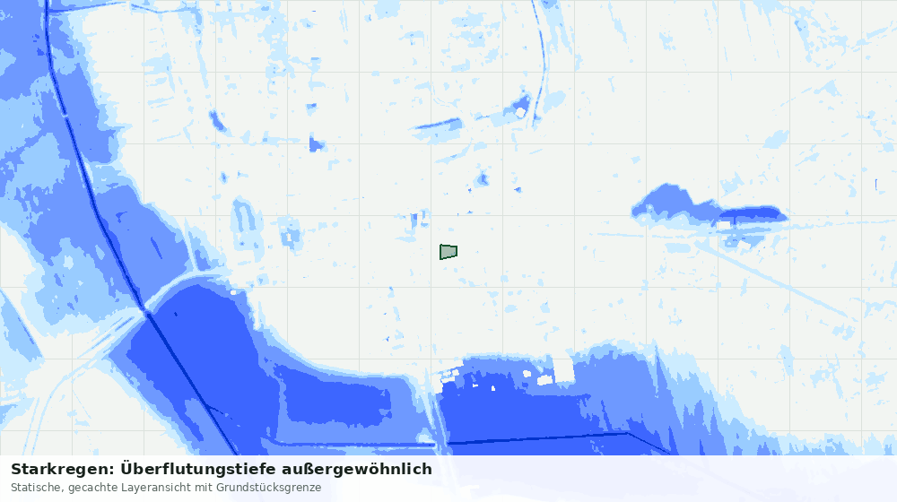 Statische Kartenansicht: Starkregen: Überflutungstiefe außergewöhnlich