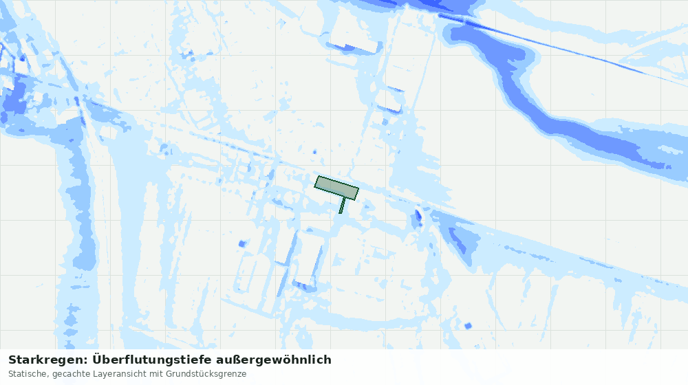 Statische Kartenansicht: Starkregen: Überflutungstiefe außergewöhnlich