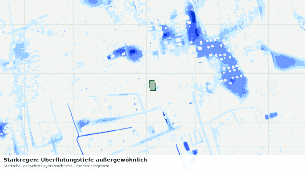 Statische Kartenansicht: Starkregen: Überflutungstiefe außergewöhnlich