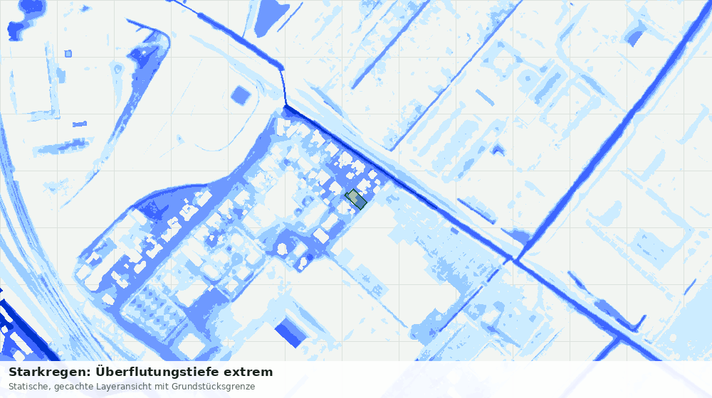 Statische Kartenansicht: Starkregen: Überflutungstiefe extrem