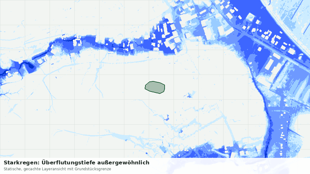 Statische Kartenansicht: Starkregen: Überflutungstiefe außergewöhnlich