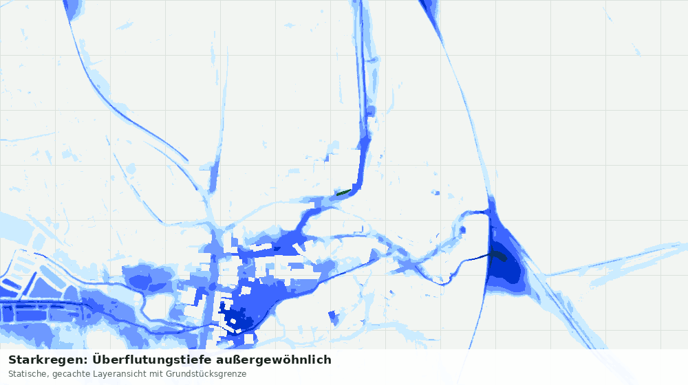Statische Kartenansicht: Starkregen: Überflutungstiefe außergewöhnlich