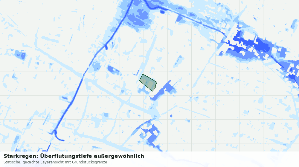 Statische Kartenansicht: Starkregen: Überflutungstiefe außergewöhnlich