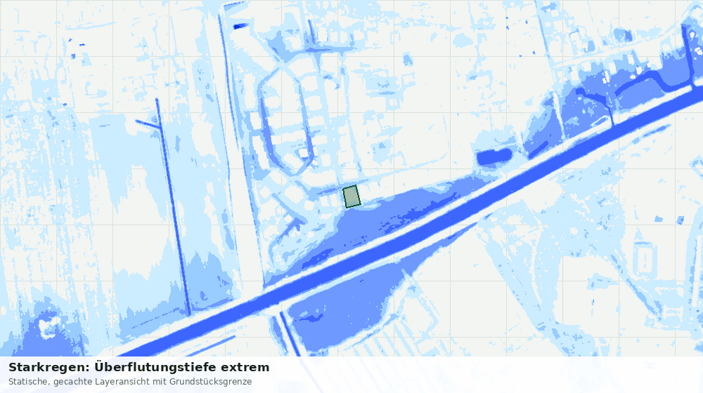Statische Kartenansicht: Starkregen: Überflutungstiefe extrem