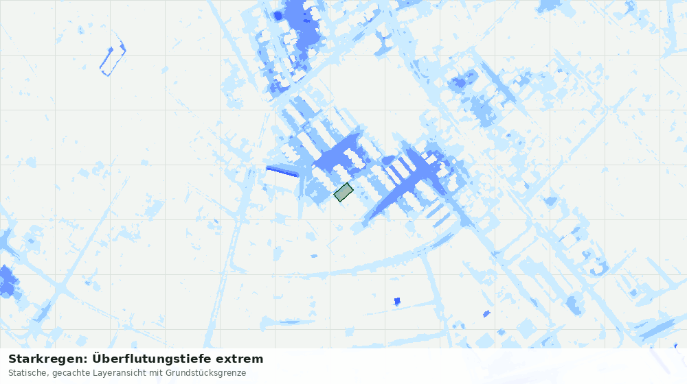 Statische Kartenansicht: Starkregen: Überflutungstiefe extrem