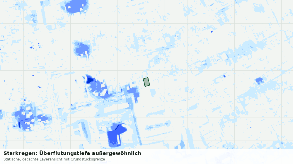 Statische Kartenansicht: Starkregen: Überflutungstiefe außergewöhnlich